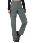 Cycorld Women's-Hiking-Pants-Convertible Quick-Dry-Stretch-Lightweight Zip-Off Outdoor Pants with 5 Deep Pocket（Light Grey, Medium