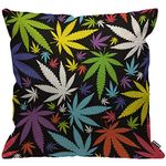 HGOD DESIGNS Cushion Cover Weed Leaf Colorful Cannabis,Throw Pillow Case Home Decorative for Men/Women Living Room Bedroom Sofa Chair 18X18 Inch Pillowcase 45X45cm