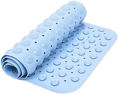 Toriox Extra Long Bath Tub Mat with Anti-Skid Suction Cups (Blue, PVC, 40 cm X 100 cm)