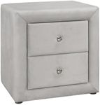 Monarch Specialties I 5606 Bedroom Accent, Nightstand, End, Side, Lamp, Storage Drawer, Bedroom, Upholstered, Velvet, Grey, Transitional