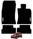 Carsio Carpet Car Mats For MINI 2006 to 2013 (R56) with Union Jack Flag logo Tailored Fit Floor Mat Complete Accessory Custom Fitted - All Weather, Anti-Slip Backing & Black Trim