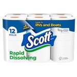 Scott Rapid-Dissolving Toilet Paper, 12 Double Rolls, Sustainable, Septic-Safe, Toilet Paper