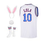 Mens Bugs #1 / Lola #10 Bunny Jerseys Couple Halloween Costumes Set Space Movie Bunny Basketball Jersey, Lola #10 Jersey, Medium