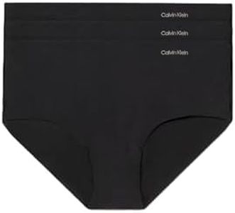 Calvin Klein Women's Invisibles Microfiber Stretch Hipster - 3 Pack, Black/Black/Black, Medium