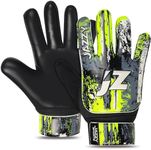 Jazzy Sports Soccer Goalie Gloves,Funky Football Goalkeeper Gloves for Kids Boys Children Youth with 4mm Latex for Strong Grip (Black, Size 2 Suitable for 4-5 Years)