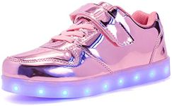 Aizeroth-UK LED Light up Trainers 7 Colors Luminous Flashing USB Charge Breathable Sport Running Shoes Gymnastic Tennis Sneakers Best Gift for Boys and Girls Birthday (11 UK Child/29 EU, 518Pink-1)