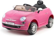 Xootz Pink Fiat 500 Ride On Car for Kids, Licensed Electric Car with Remote Control, MP3 Player & AUX, Opening Doors, Working Lights, Ride On Toys