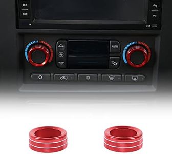 Qiosreui Aluminum Alloy Main/Passenger Seat HVAC A/C Air Conditioning Knob Trim Cover Ring for Hummer H2 2003-2007 (Red)