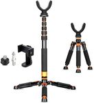 Hunting Monopod Shooting Stick Tripod Stand Gun Rifle Shooting Rest Aluminum 21"-67" Shooting Tripod with 360° Rotating V Yoke Head for Hunting, Shooting, and Outdoors - Orange