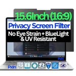 Pxin 15.6 Inch Laptop Privacy Filter | No Eye Strain | Anti Glare, Anti UV & Blue Light UV/IR, Anti Scratch, Privacy Screen Protector | BLUVLIGHTBLOCK Tech