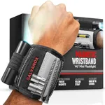 Galvonox Magnetic Wristband with LED Flashlight - Nylon Wrist Magnet for Tools, Screws and Nails with Adjustable Work Light - Great Gift for Men, Father, Handyman (Black)