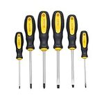 HPMAISON 6pcs Screwdriver Set - Durable Chrome Vanadium Steel with Magnetic Tips - Includes 3 Flat-Head (3x75mm/5x100mm/6x100mm) and 3 Phillips-Head (PH0x75mm/PH1x100mm/PH2x100mm)