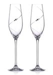 DIAMANTE Swarovski Champagne Flutes Prosecco Glasses Pair with ‘Silhouette’ Hand Cut Design Embellished with Swarovski Crystals