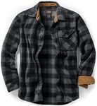 CQR Men's Long Sleeve Heavyweight Fleece Shirts, Plaid Button Up Shirt, Warm Corduroy Lined Collar & Cuffs Shirt, One Pocket Charcoal, XL Tall