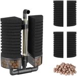 Carefree Fish Aquarium Filter Sponge Fish Tank Quiet Bubble Filter with 4 Sponges and 1 Bag of Filtered Ceramic Balls for Salt Water and Fresh Water(not Included Air Pump)