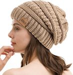 REDESS Slouchy Beanie Hat for Women Winter Warm Chunky Soft Oversized Cable Knit Cap Khaki