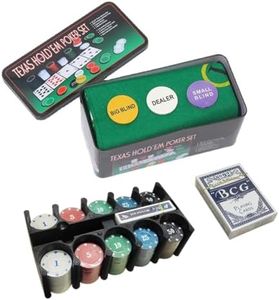 VGRASSP 200 Pcs Poker Chips Game Toy for Kids, Adults - Tin Box Packed with 36 X 24 Inch Gaming Mat, 200 Casino Chips, 2 Decks of Playing Cards, 1 Small Blind, 1 Big Blind and 1 Dealer Button