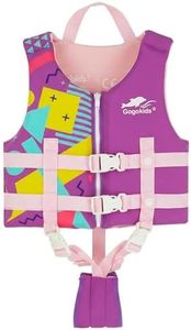 Gogokids Toddler Swim Vest, Premium Swim Vest for Kid Swimming Jacket for 30-40-50-60-70-80 Lbs Girls and Boys, Toddler Floaties Swimming Aid with Dual Safety Strap for 2-9 Years in Pool/Puddle/Beach