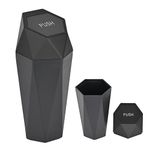 Einesin Car Trash Can with Lid, Leakproof Vehicle Trash Bin, Mini Garbage Bin for Automotive Car, Home, Office, Kitchen, Bedroom (Black)