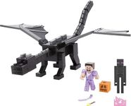 Mattel Minecraft HTN25 Ender Dragon Action Figure Set, Lights, Sounds and Haze with Steve and Enderman, Scale to 8 cm Figures