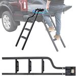 POKIAUTO Universal 45" Dual-Side Rotatable Pickup Truck Tailgate Ladder, Foldable Heavy Duty Truck Ladder Tailgate Step with Wide Pedals Pickup Accessories, Capacity 600 lbs, for F250/Ram 2500...