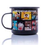 Plazy Enamel Mug - Durable, Unbreakable Coffee Mug with a Unique All-Round Design, Ideal Camping Accessory for Outdoor Enthusiasts - 350ml - Pack of 1 - (Comic - Black)