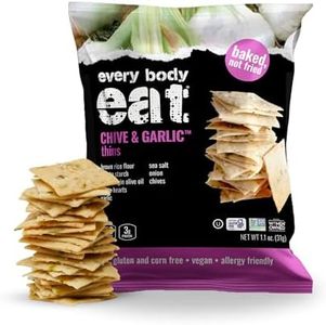 Every Body Eat Snack Thins, Gluten & Dairy Free, Vegan, School Safe Lunch Snacks, Chive & Garlic (20 Single Serve Bags, 1.1oz)