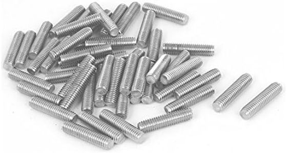 uxcell M6 x 25mm Fully Threaded 304 Stainless Steel Rod Bar Studs Silver Tone 50 Pcs
