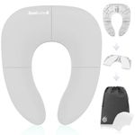 Jool Baby Folding Travel Potty Seat for Toddlers, Fits Round & Oval Toilets, Non-Slip Suction Cups, Includes Free Travel Bag (Grey)