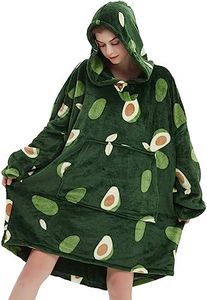 ABENCA A Wearable Blanket Hoodie Adult Oversized Sweatshirt Light Flannel Sherpa, Warm and Cozy, One Size Fits All.Avocado