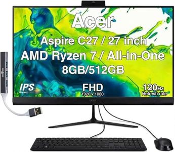 Acer Aspire C27 All-in-One Desktop, 27" IPS FHD Display (Ryzen 7 5825U (5000 Series), 8GB DDR4, 512GB PCIe SSD, Wi-Fi 6E, Webcam, Wired Keyboard and Mouse, BT 5.3, Win 11 Home) with USB Hub