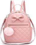 I IHAYNER Cute Little Backpack Purse with Bow Mini Backpack for Girls Teen Vegan Leather Pom Backpack Shoulder Bag for Women Pure Pink