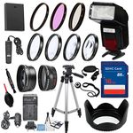 58mm 16 Piece Accessory Kit for Canon EOS Rebel T6, T5, T3, 1300D, 1200D, 1100D DSLRs with Replaceable LP-E10 Battery, Automatic LED Flash, 16GB SD Memory, HD Filters, Tripod, Auxiliary Lenses & More