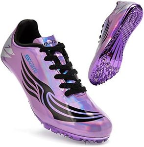 Unisex Track Spikes Running Sprint Shoes Track & Field Shoes for Men Women Kids Cool Racing Running Sneakers (9,Purple)