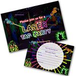 Laser Tag Party Invitations Pack & Envelopes (WRITE ON) PACK OF 12