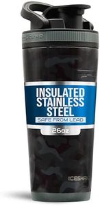 Ice Shaker Insulated Stainless Steel Shaker Bottle | 26oz, Black camo | Cold for 30+ Hours | Insulated Cup with Twist-on Agitator | Odor-Free Bottle for Protein Shakes, Water, Smoothies, Cocktails