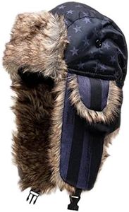 S A Company Trapper Hat Winter Hats for Men & Women | Russian Hat | Faux Fur Hat Ear Flap (Blackout American Flag)