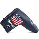 FLTRADE Golf Putter Club Head Cover Headcover Pebble Beach America's US Flag Embroidered Blade for All Brands Scotty Cameron Ping Taylormade Odyssey Cobra Ping Mizuno,Red,Navy blue or white