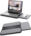 AboveTEK Portable Laptop Lap Desk w/Retractable Left/Right Mouse Pad Tray, Non-Slip Heat Shield Tablet Notebook Computer Stand Table w/Sturdy Stable Cooler Work Surface for Bed Sofa Couch or Travel