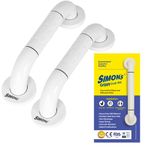 Simon's Grippy Heavy-Duty Nylon and SS304 Inside Bathroom and Toilet Anti Slip Grab bar for Elderly Hand Railing and Safety Handle| White | 3.5 cm Broad, 30 cm Length Grab Rail - 2pcs