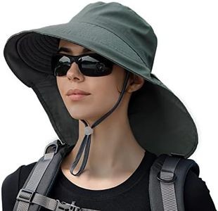 INSISMY Chapeau de Soleil Femmes Outdoor Anti UV Chapeau à Large Bord Pliable Chapeau avec Trou pour Queue de Cheval Chapeau de Jardinage à Mentonnière Réglable et Rabat de Cou