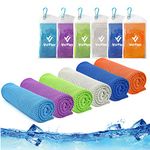 Cooling Towel,Vofler 6 Pack Cool Towels Microfiber Chilly Ice Cold Head Band Bandana Neck Wrap (40"x 12") for Athletes Men Women Youth Kids Dogs Yoga Outdoor Golf Running Hiking Sports Camping Travel