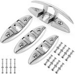 WTMORE Folding Boat Cleat 5 inch, Boat Folding Cleat, Marine 316 Stainless Steel Flip Up Boat Cleat with Fasteners (4 Pack)