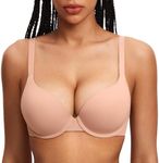 Dobreva Women's Push Up Bra Underwire Padded T Shirt Bras Full Coverage Multiway Blush Beige 32A