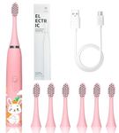 Bioline Kids Children Electric Automatic Toothbrush Kit With 6 Brushes,4 Modes Of Bunny Pink Cartoon Animals Tooth Cleaner Set Oral Care Electric Toothbrush Dental Tools For Age 3-15 Years - 1 Piece