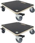 HBFBDRCT Furniture Moving Dolly Wood Platform Dolly 2 Packs, 1100 lbs Capacity Heavy Duty Wood Dollies cart with Wheels, Movers Carrier with 4 Soft Rubber Silent Wheels （2 with Brake+ 2 Without）