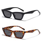 Vanlinker Small Skinny Trendy Cat Eye Sunglasses For Women Retro Tiny Narrow Cateye Shade VL9555 2 Pack Black/Tortoise