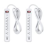 Cable Matters [cETL Listed] 2-Pack 6 Outlet Power Bar with USB Charging Ports ((Surge Protector Power bar with USB)) - 8 Feet Cord in White