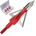 Maifield Archery Broadheads 100 Grain Bowhunting Arrow Head 3 Fixed Blades 6 Pack for Small Game Crossbows and Compound Bow Arrows (Red, 6PCS)