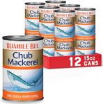 Bumble Bee Chub Mackerel, 15 oz Can (Pack of 12) - Canned Mackerel Fish, High Protein Keto Food, Gluten Free